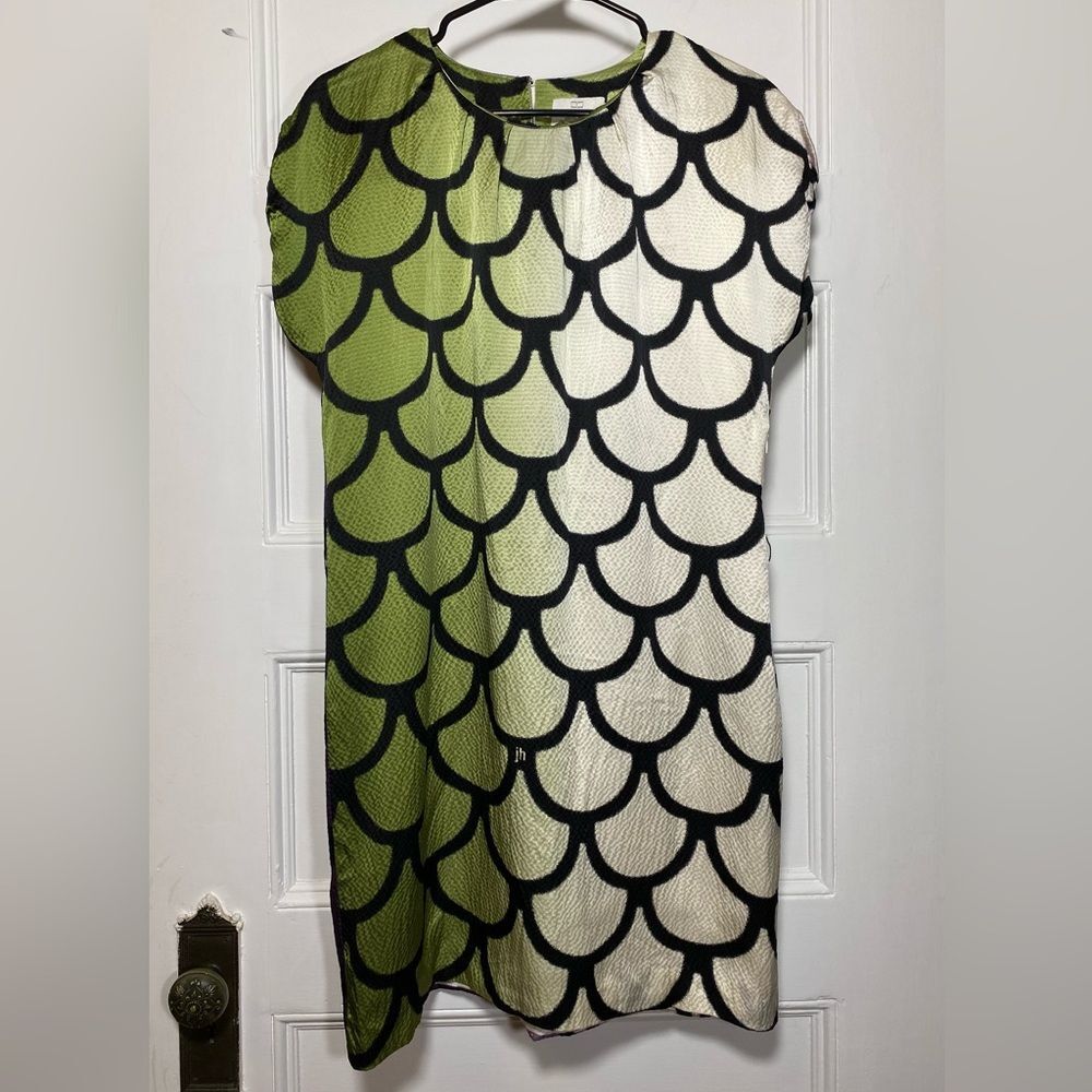 JULIE HAUS Silk Mermaid Print Ombre Straight Fit Mini Shift Dress Size 6